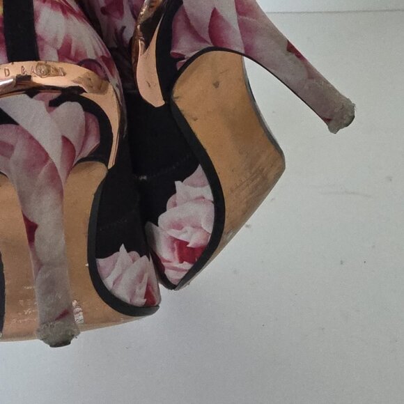 TED BAKER | Charmesa Pumps Heels Shoes Floral Black Pink sz 36 - Picture 8 of 9
